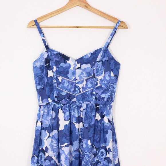 Vintage Y2K Dynamite Blue and White Trumpet Style Dress - Picture 3 of 5